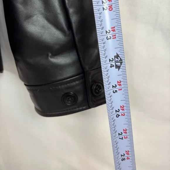GAP Black Leather Jacket Zip-Up - Picture 10 of 14